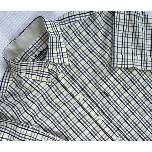 Barbour Summer Tattersall‎ Plaid Short Sleeve Button Up Mens XL - Picture 1 of 9